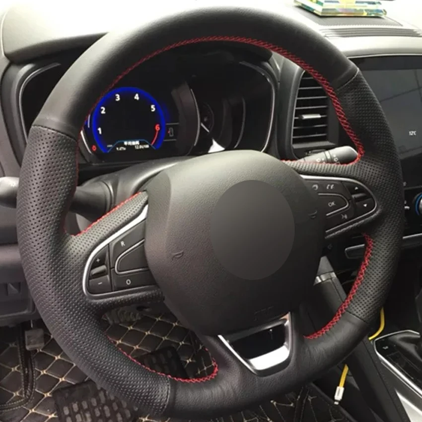 Черный PU искусственная кожа DIY чехол рулевого колеса автомобиля для Renault Kadjar Koleos Megane Talisman Scenic Espace