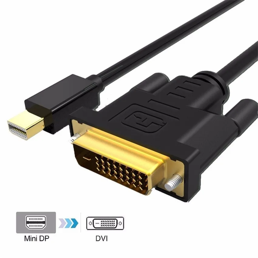 Thunderbolt Mini Displayport DP к DVI кабель позолоченный папа Мужской адаптер для MacBook Pro HDTV