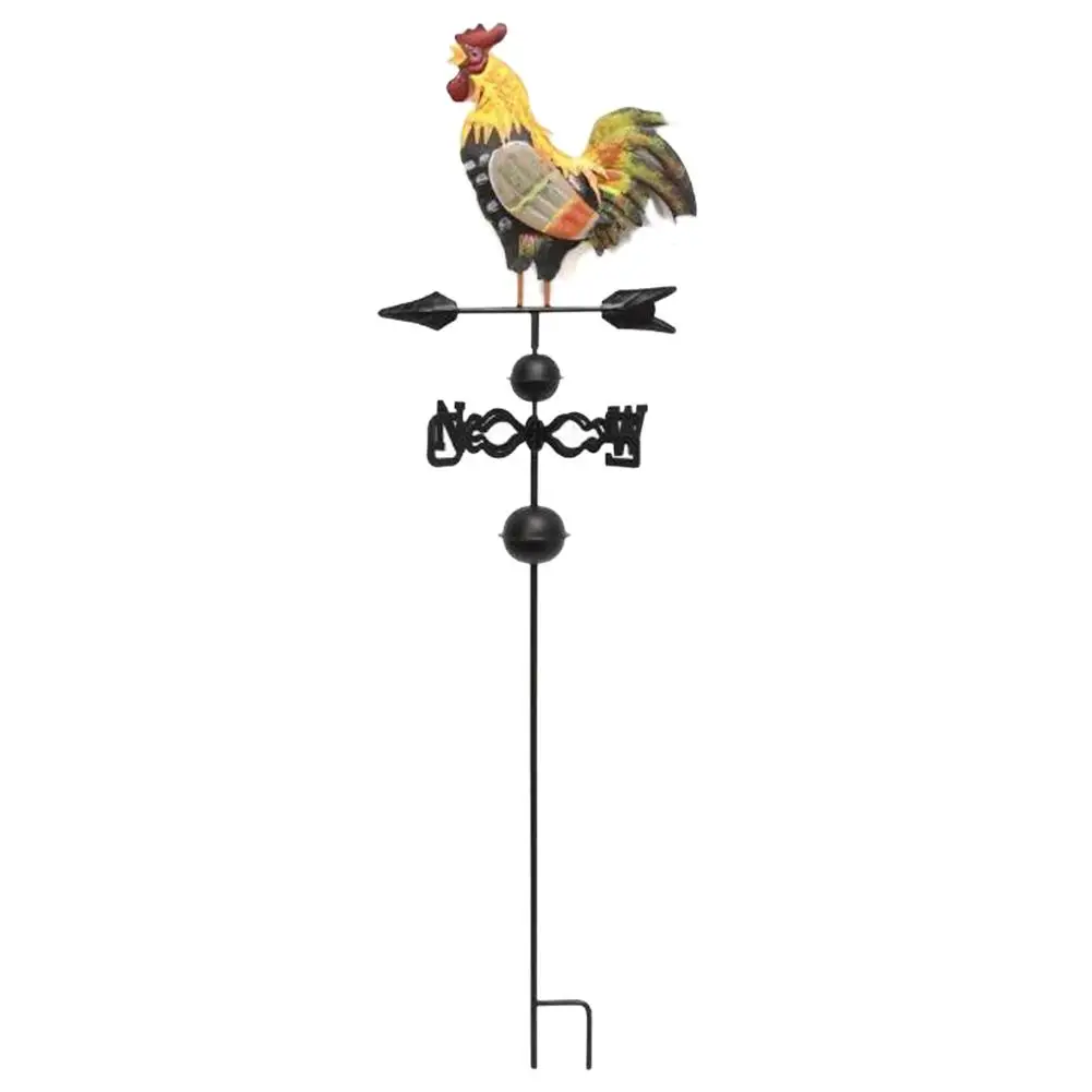 

Traditional Colored Painting Style Drawing Cock Wind Vane Rooster Weather Vane Kit Outdoor Garden Decoration