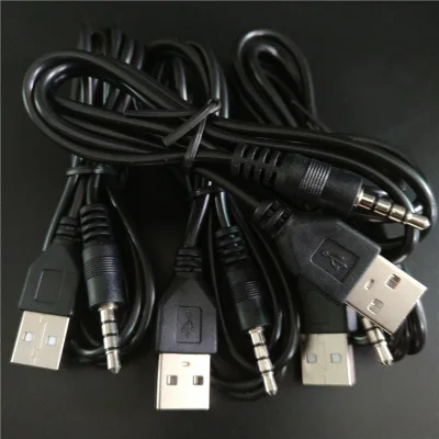 3,5 мм штекер аудио AUX штекер в кабель для зарядки USB 2,0 100 см черный