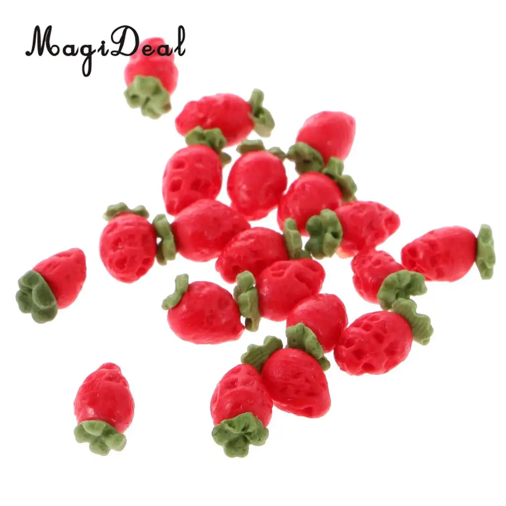 Strawberry 10 шт./лот Полимерная глина 1:12 Масштаб Кукольный домик фрукты еда овощи Миниатюрные Мини помидоры в форме клубники для кухни Acc детские игрушки - Цвет: Strawberry