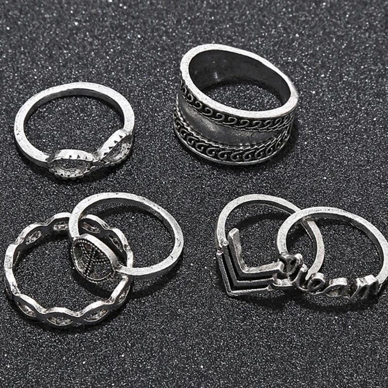 XIYANIKE 6 Pcs/Set Vintage Midi Ring Sets Infinity Peace Knuckle Rings for Women Female Boho Anillos Mujer Jewelry R155 | Украшения и