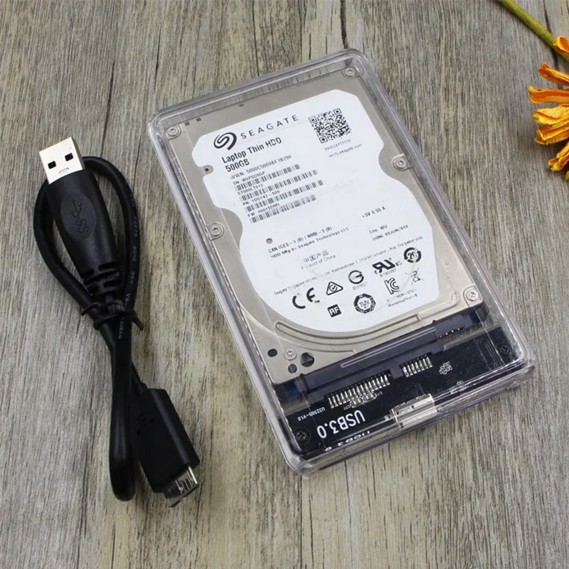 Прозрачный 2,5 дюймовый HDD чехол Sata для USB 3,0 адаптер высокая скорость коробка жесткий диск Корпус для samsung Seagate SSD Box