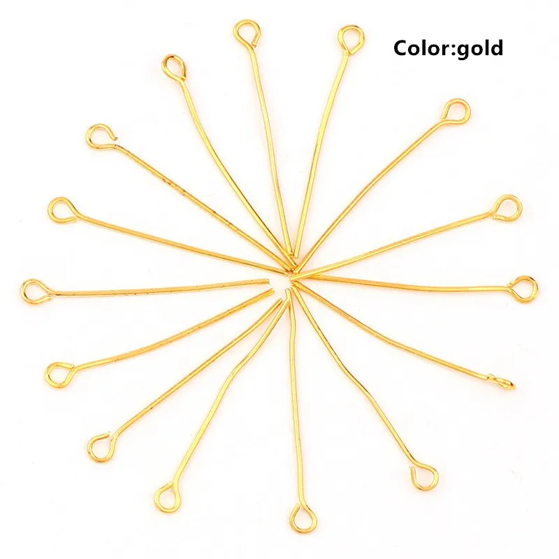 Gold 200 шт, золотые, серебряные, цветные шпильки для глаз, 20, 30, 40, 50 мм, шпильки для глаз, фурнитура для рукоделия, изготовление ювелирных изделий, аксессуары HK026 - Цвет: Gold