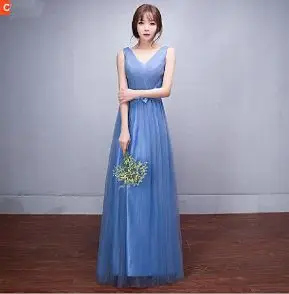 Light Blue C Пользовательский цвет и Размеры! Сладкий 4 Стиль Длинные платья для невесты цвета Свадебная вечеринка, выпускного вечера праздничное платье женские Большие размеры - Цвет: Light Blue C