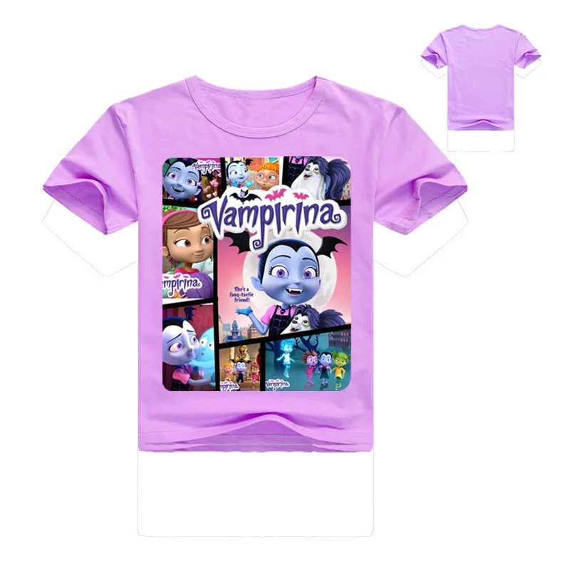 2-12years лето мультфильм vampirina Для детей летняя футболка для маленьких девочек; футболки, топы хлопок Обувь для девочек костюм для мальчиков