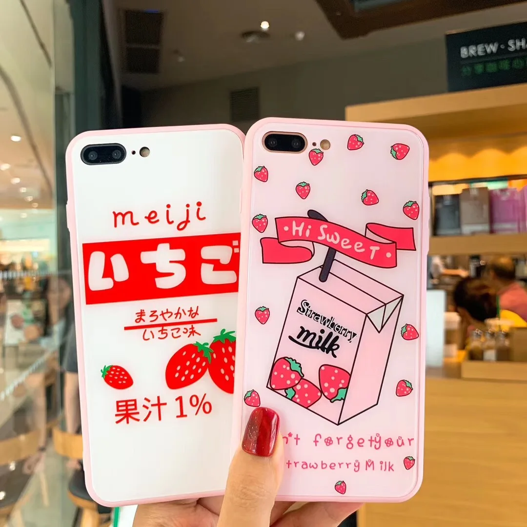 Японский клубника meiji сок молоко закаленное стекло чехол + экран протектор для