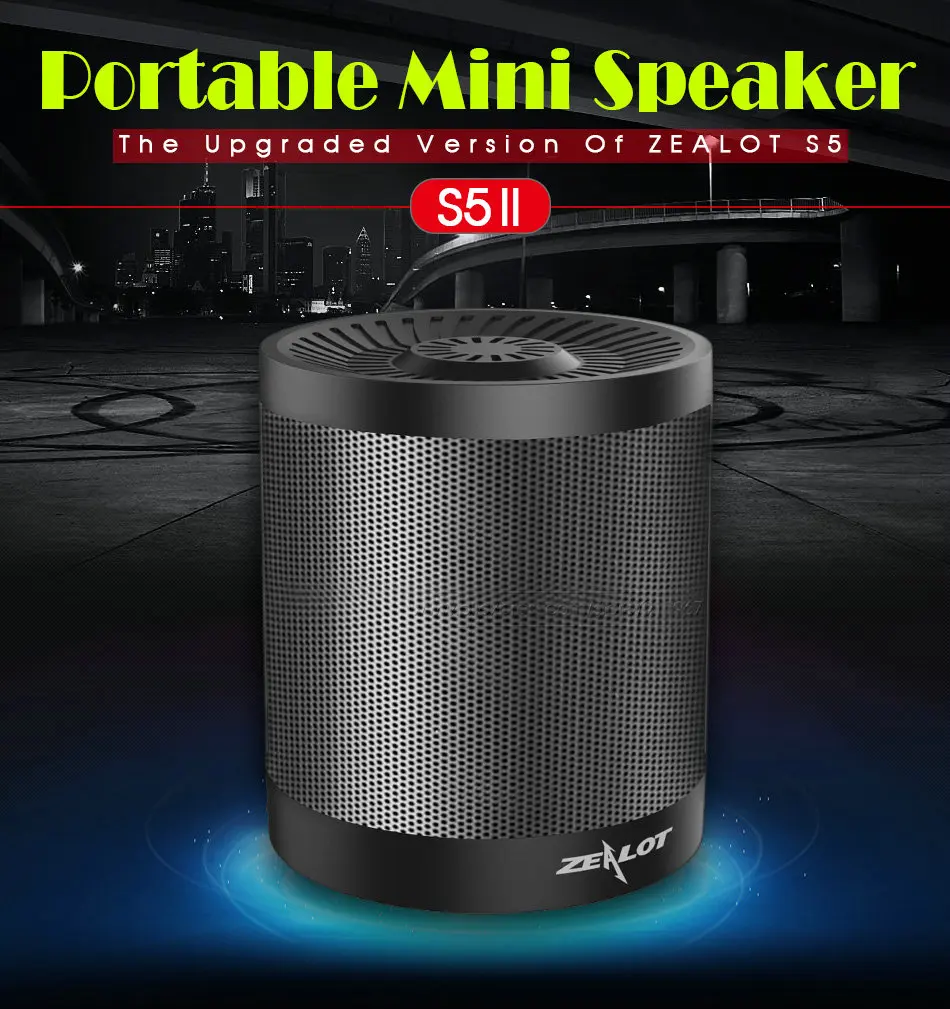 ZEALOT S5 2 Портативный беспроводной Bluetooth динамик стерео сабвуфер TF карта USB флэш-диск AUX воспроизведение с микрофоном