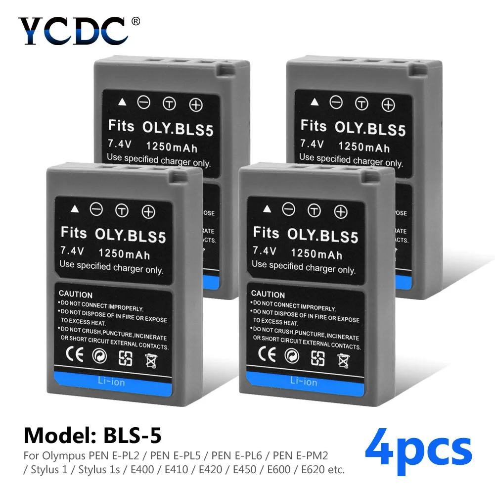 1/2/4 шт 7 4 V 1250 мА/ч Перезаряжаемые декодировать Батарея ручка E620 E PL2 PL5 PL6 li po PS BLS5 для