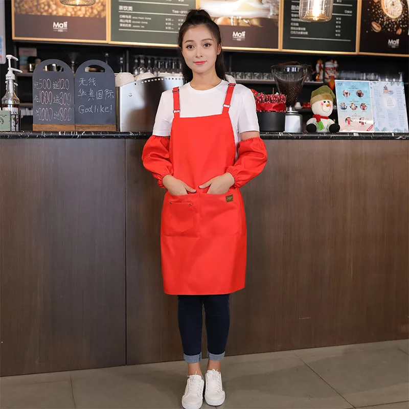 Only apron Модный кухонный фартук для приготовления пищи для женщин и мужчин, Рабочий Фартук, нагрудник с карманами для выпечки ресторана, передник с логотипом на заказ, подарок - Цвет: Only apron