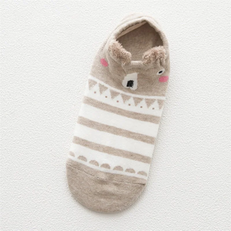F Хлопок Зима Весна забавное носки с животными женские Kawaii кошка с собакой летние короткие носки тапочки женские повседневные Мягкие забавная лодка носки - Цвет: F