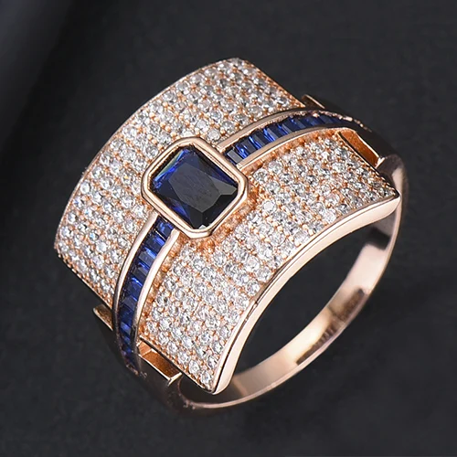 Blue Rose Gold GODKI Monaco, дизайнерские Роскошные стекируемые кольца-чокер для женщин, свадебные с кубическим цирконом, обручальное, Дубай, американское свадебное кольцо на палец - Цвет основного камня: Blue Rose Gold