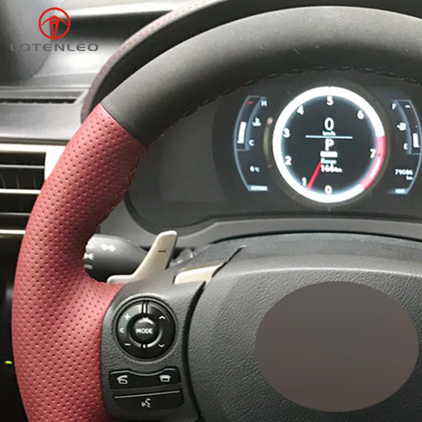 Lqtenleo черная замша цвет красного вина кожа рулевое колесо подходит для Lexus CT200 IS200t IS250 IS300 IS350 NX200 NX200t NX300 RC200