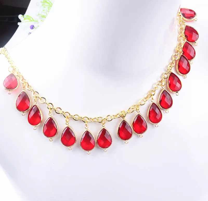 49cm Long Rhinestone Teardrop Pendant Chain Red Blue Crystal Charms Tassel Trim Diy Clothes Jewelry Crafts Accessories | Дом и сад