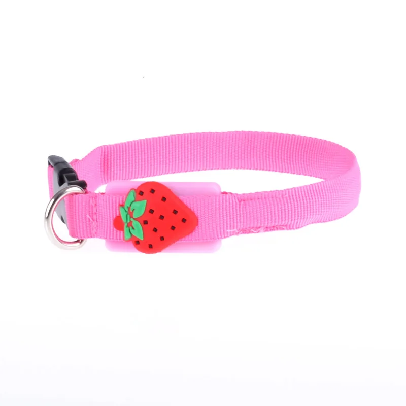 Pink Светящийся ошейник для собаки, домашних животных, аксессуары для собак, вишневый светодиодный светящийся 28 см светящийся ошейник для собак, колье chien - Цвет: Pink