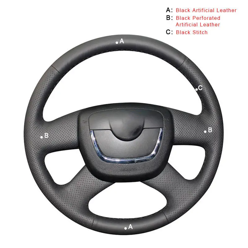 Автомобильная Оплетка на руль для Skoda Octavia a5 Superb 2012 2013 Fabia 2010- Yeti 2009-2013 Автомобильные колеса - Название цвета: Artificial Leather