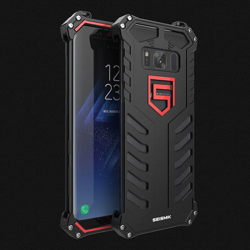 Черный Алюминий сплав чехол для iPhone 7 8 X Xr Xs Max Heavy Duty Броня Военная Прочный Противоударный задняя крышка для galaxy S7 S8 S9 Note8 - Цвет: Черный