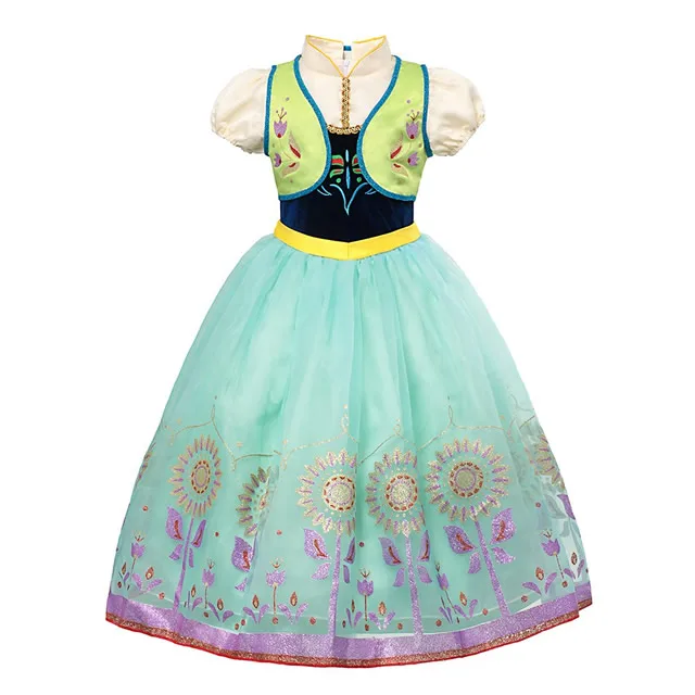 Anna Dress 611 Эльза платье для девочек принцесса Анна коронация зеленый костюм День рождения сюрприз Необычные игры Эльза и Анна вдохновили платье - Цвет: Anna Dress 611