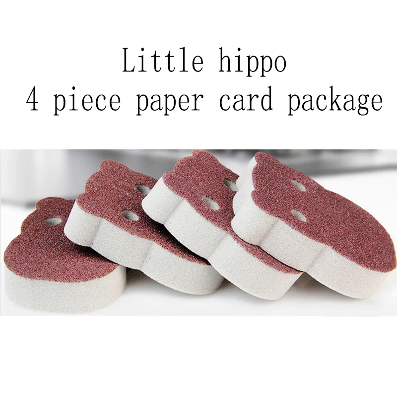 Little hippo 4pcs 4 шт., волшебная ластик для удаления ржавчины, хлопковая Наждачная губка, меламиновая губка, кухонные принадлежности, очистка от накипи - Цвет: Little hippo 4pcs