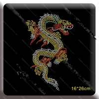 chinese dragon sticker hot fix rhinstonne motif iron on crystal transfers design iron on clothes dress