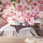 Романтический фон с розовыми розами и цветами, настенные фрески, Свадебный дом, гостиная, домашний декор, фотообои с цветочным рисунком 3D