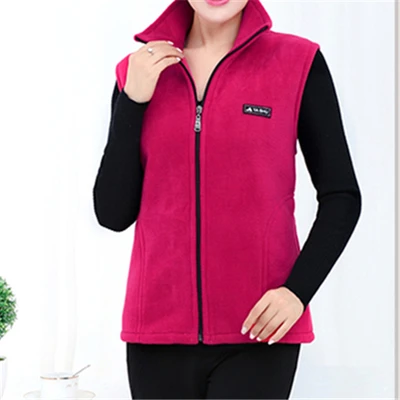 rose Red UHYTGF новые Флисовые женские жилеты осенние корейские куртки без рукавов больших размеров женские модные повседневные жилеты на молнии женские 442 - Цвет: rose Red