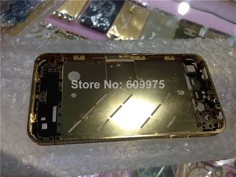 Роскошный Кристалл Алмаз золотое покрытие шасси средняя рамка Корпус для iPhone 4 Золотая средняя рама пластина Алмазная Заводская поставка