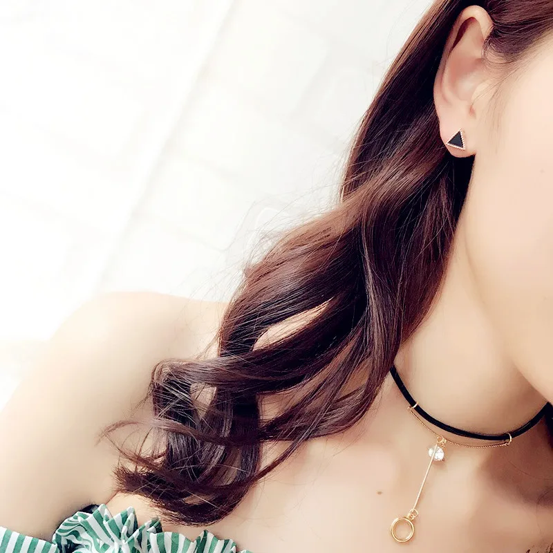 2019 изысканные треугольные серьги-гвоздики для ушей Длинная цепочка