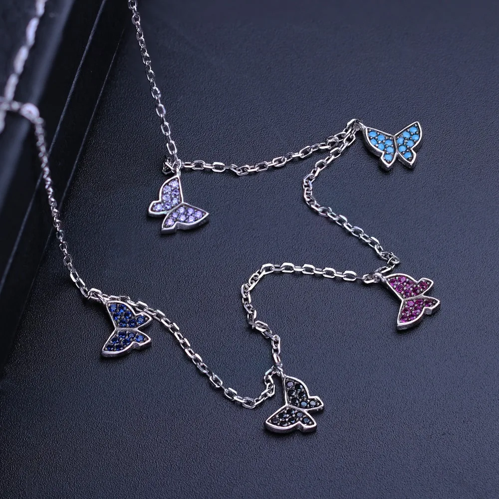 925 Sterling Silver Statement Choker Necklace Butterfly Necklaces &amp Pendants Collar Women Fine Jewelry Gift NYX0071242 | Украшения и