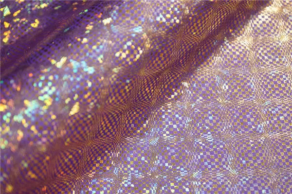 purple Четыре стороны эластичный бронзового цвета лазерный Рисунок земли Танцы ткань одежды Одежда для гимнастики; одежда для голографическая эластичные бикини ткань - Цвет: purple