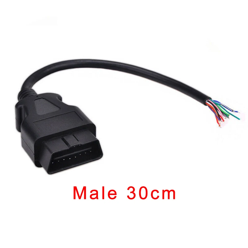 30cm Male 30 см/1,5 м 16 Pin штекер OBD2 II соединительный кабель+ OBD штекер+ Корпус+ SR+ винт удлинитель открывающийся кабель диагностический инструмент - Цвет: 30cm Male