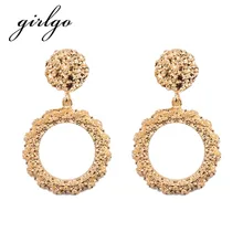 Girlgo 2018 круглые Винтажные висячие серьги женские крупные