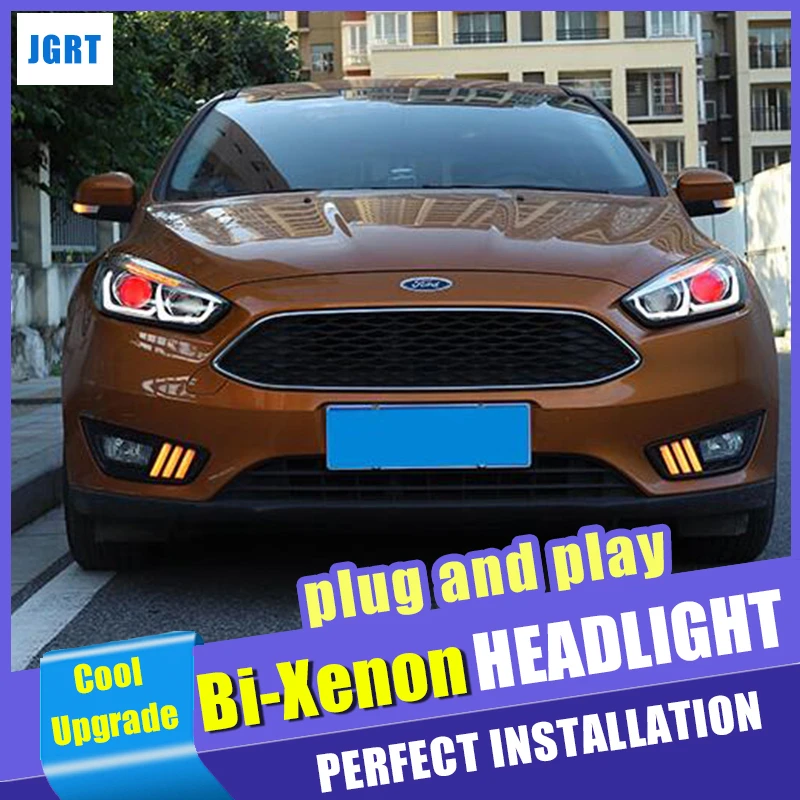 Новый дизайн для налобных фонарей ford focus 2015-2018 биксеноновые линзы Demon Eyes комплект