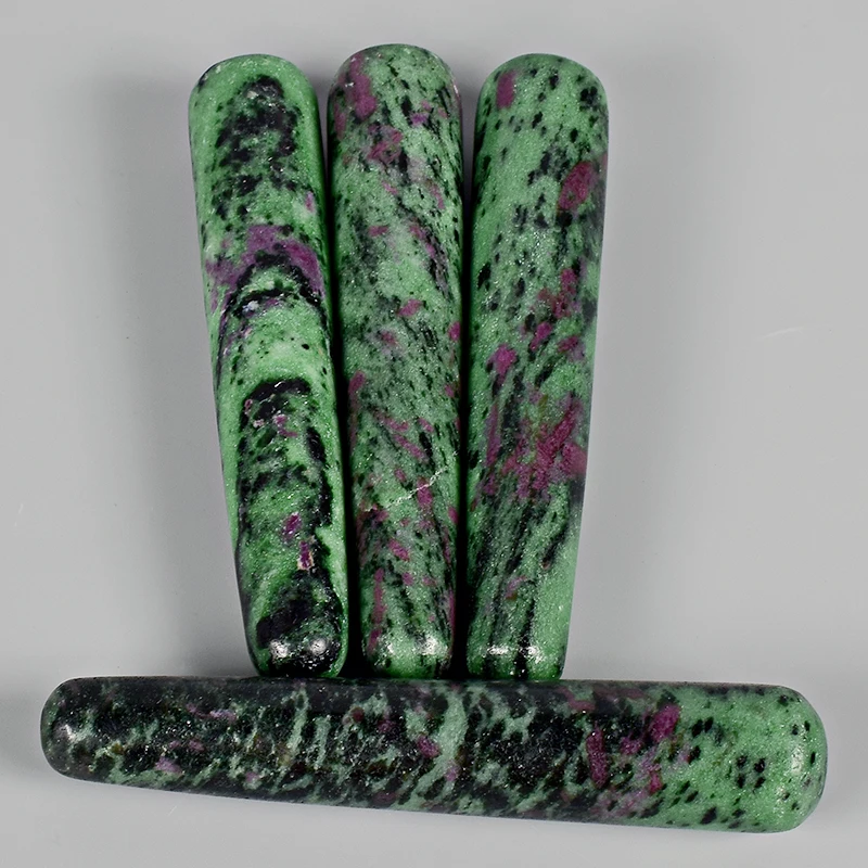 Природный кристалл рубиновый цоизит массаж палочка расслабляющий Acupoint Point Stick