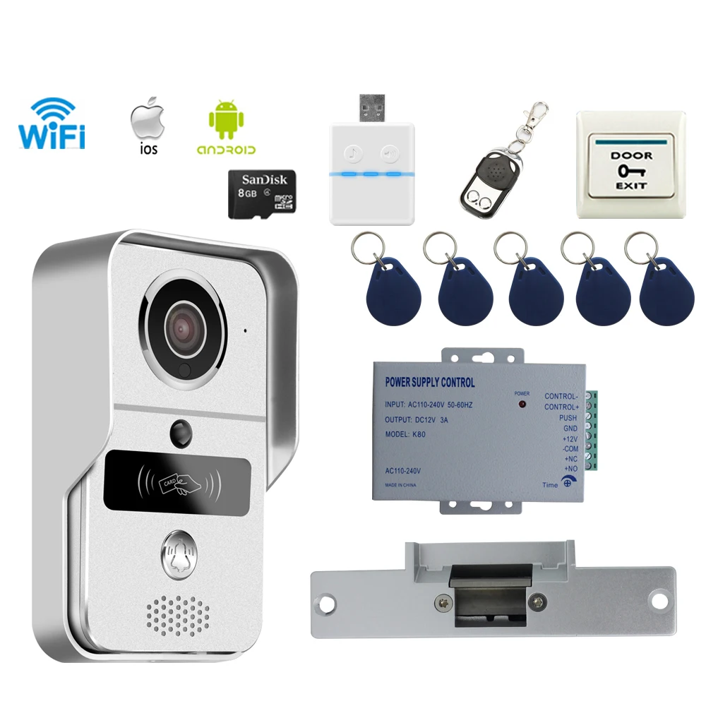 Видеодомофон JEX 720P беспроводной с поддержкой Wi Fi и катодным замком|wifi video door phone|video
