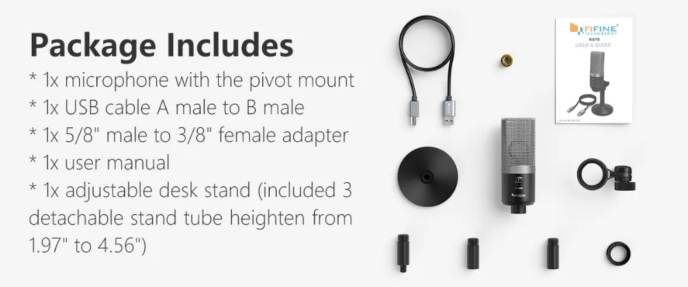 FIFINE USB микрофон для windows компьютера и Mac Профессиональный звукозаписывающий конденсаторный микрофон для Youtube Skype Конференц-игры K670