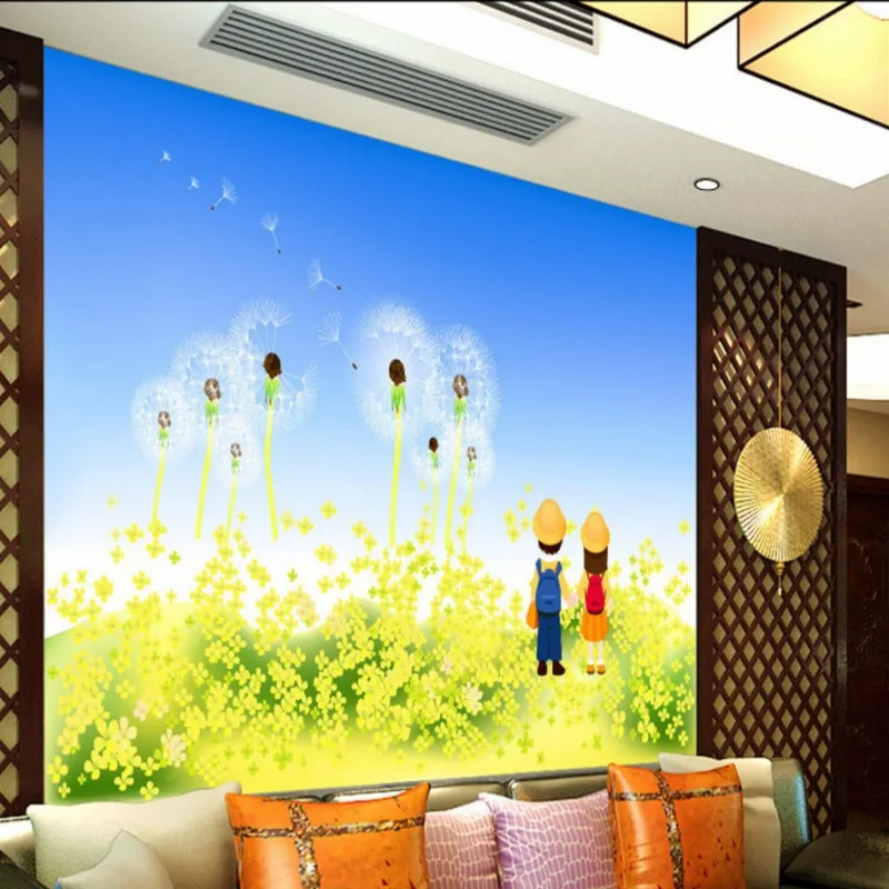 

photo wallpaper Dandelion HD Hand painted Mural Living Room TV Backdrop Bedroom Wallpaper high quality Mural