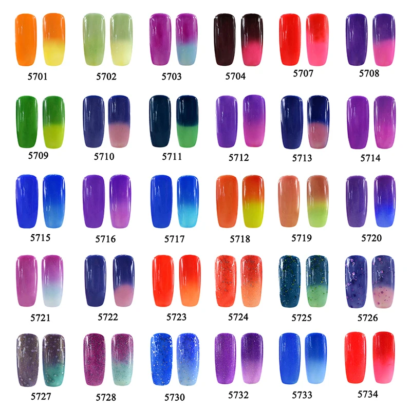 Гель-лак Elite99 для ногтей меняющий температуру 54 цвета 7 мл отмачиваемый лак УФ-и