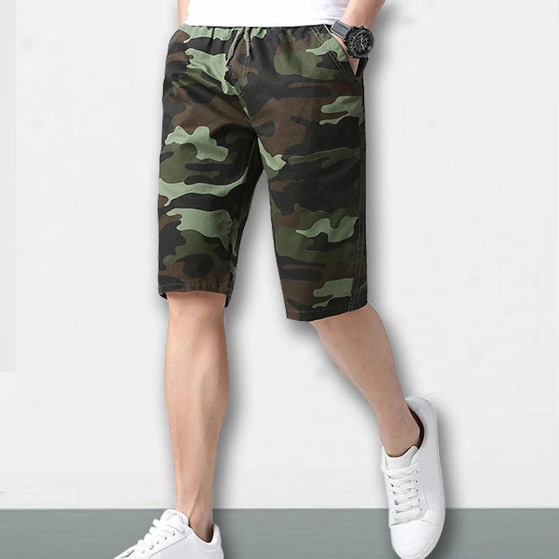 

2019 New Summer Men Military Shorts Camo Casual Sweatpants Camouflage Printed Knee Length Elastic Waist Shorts Masculino LBZ70
