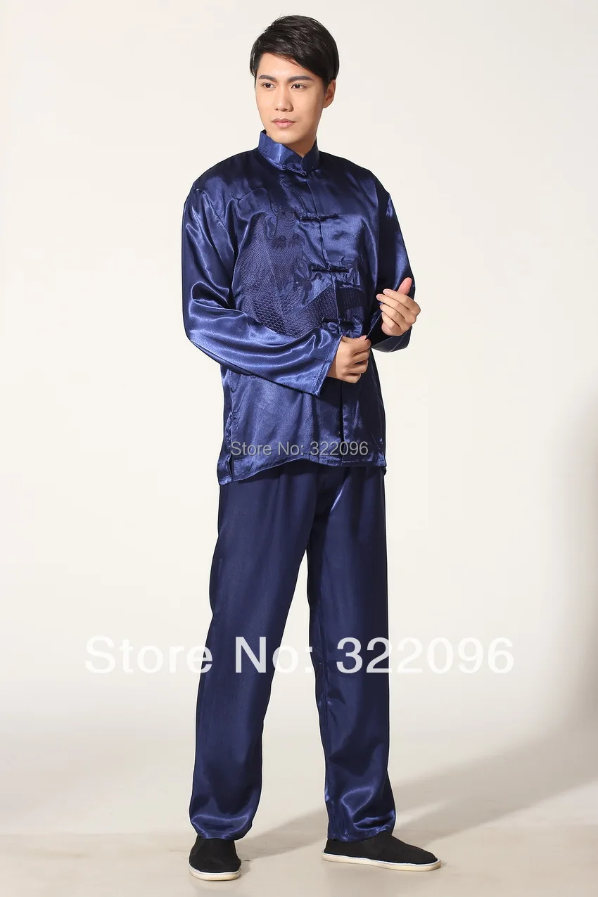 Мужской комплект одежды с вышивкой дракона из Шанхайской истории костюм кунг фу