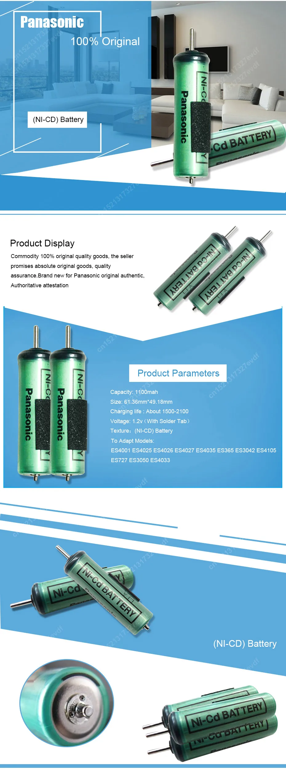 1 шт. Panasonic Ni-CD акумулярорных батарей электробритва ES4001 ES4025 ES4035 ES365 ES3042 ES4027 ES4105 ES727 ES3050
