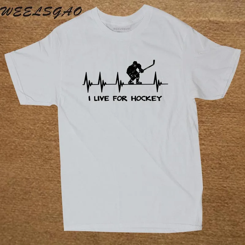Новая повседневная рубашка с коротким рукавом, топ Hockeyer Gift I Live for Hockeyer, биение сердца, футболка с вырезом лодочкой для мужчин - Цвет: white