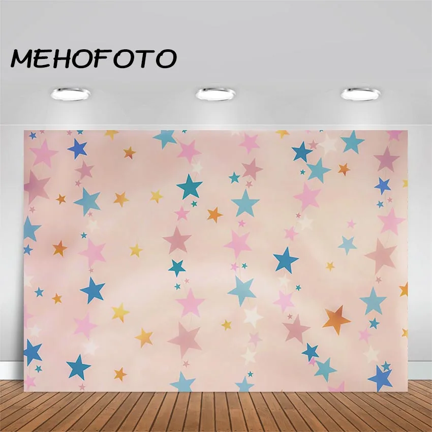 

Newborn Photography Backdrop Colorful Little Star Kid Baby Birthday Party Banner Background for Photo Studio Photobooth