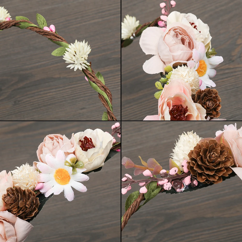 Женские аксессуары из ротанга винтажная Цветочная Корона уличная мода