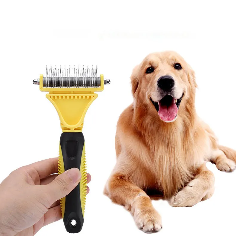 Двусторонняя щетка для вычесывания шерсти домашних питомцев триммер груминга