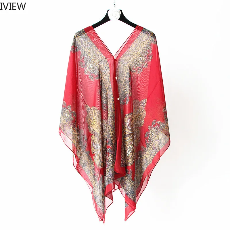 Женская тонкая шифоновая шаль пляжный шелковый шарф летняя Солнцезащитная