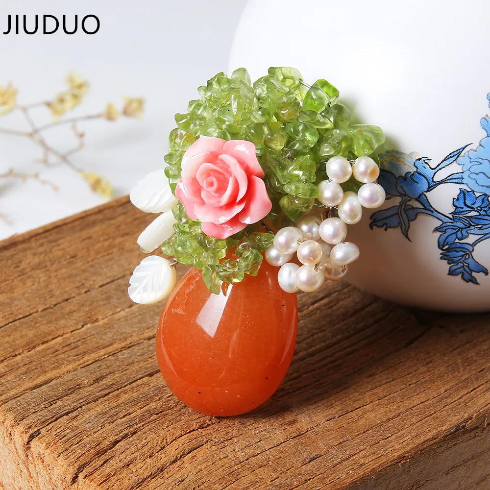 Натуральный брошки Жемчужный Цветок для женщин 2017 Мода Броши из природного камня