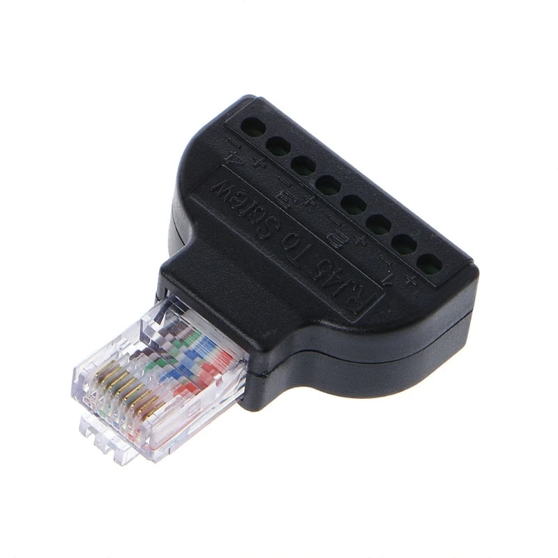 OOTDTY RJ45 Ethernet Мужской до 8 Pin AV терминал винт адаптер Блок преобразователя CCTV