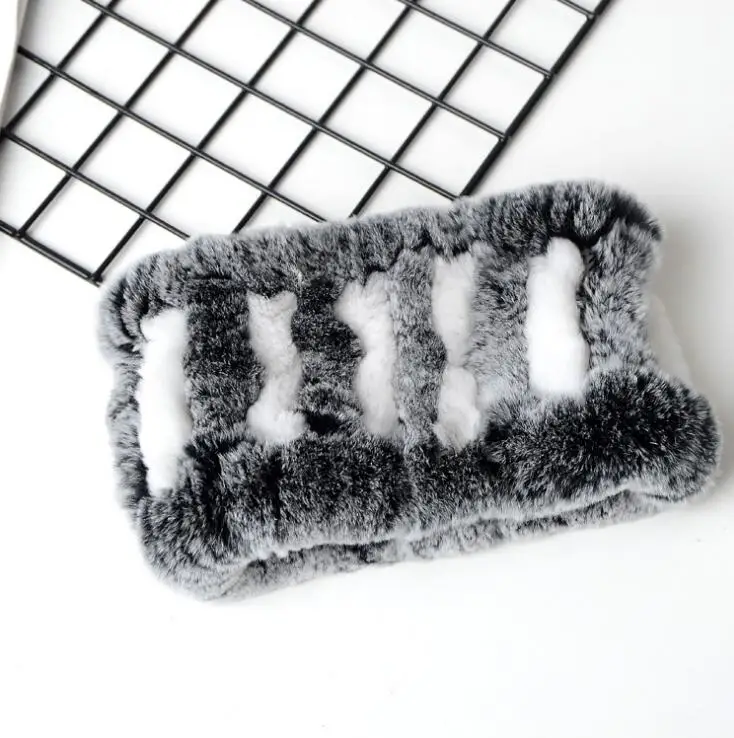 

Rex Rabbit Fur Knitted Headbands Women Real Fur Neck Warmer Soft Collars Girls Natural Fur Ring Scarves Winter