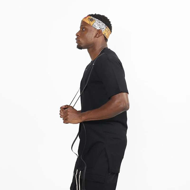 Футболка HEYGUYS с ремнем мужская в стиле хип-хоп уличная размер США летняя коротким